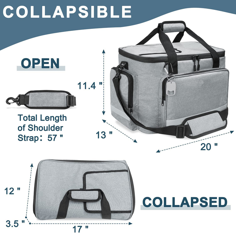 Männer Silberweiß-das 60Can 0.8kg großer Isolier-Tote Cooler Bag With Zippers weicher