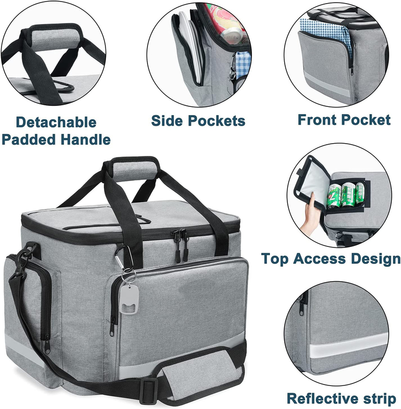 Männer Silberweiß-das 60Can 0.8kg großer Isolier-Tote Cooler Bag With Zippers weicher