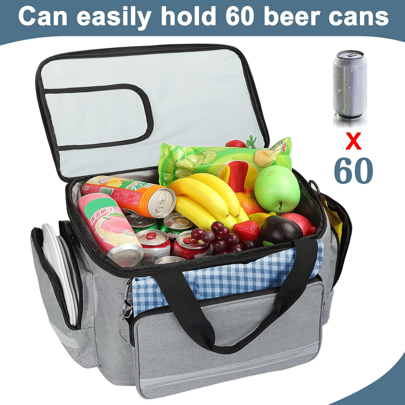 Männer Silberweiß-das 60Can 0.8kg großer Isolier-Tote Cooler Bag With Zippers weicher