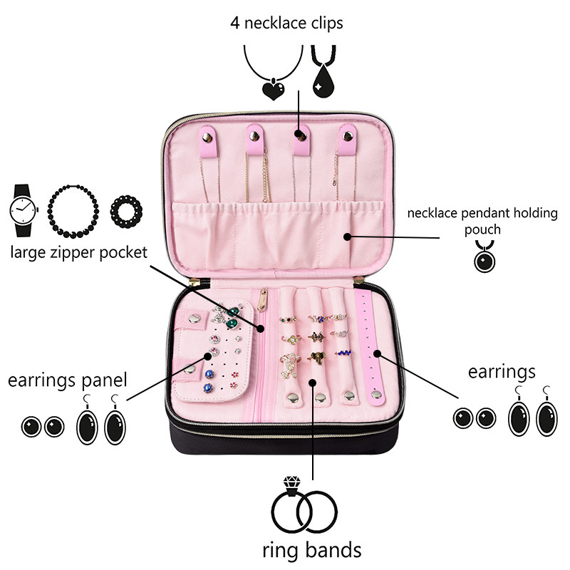 Große Schmuck-Speicher-Taschen-große Doppelschicht-Reise 210D Nylon-9.4x3x7.2“