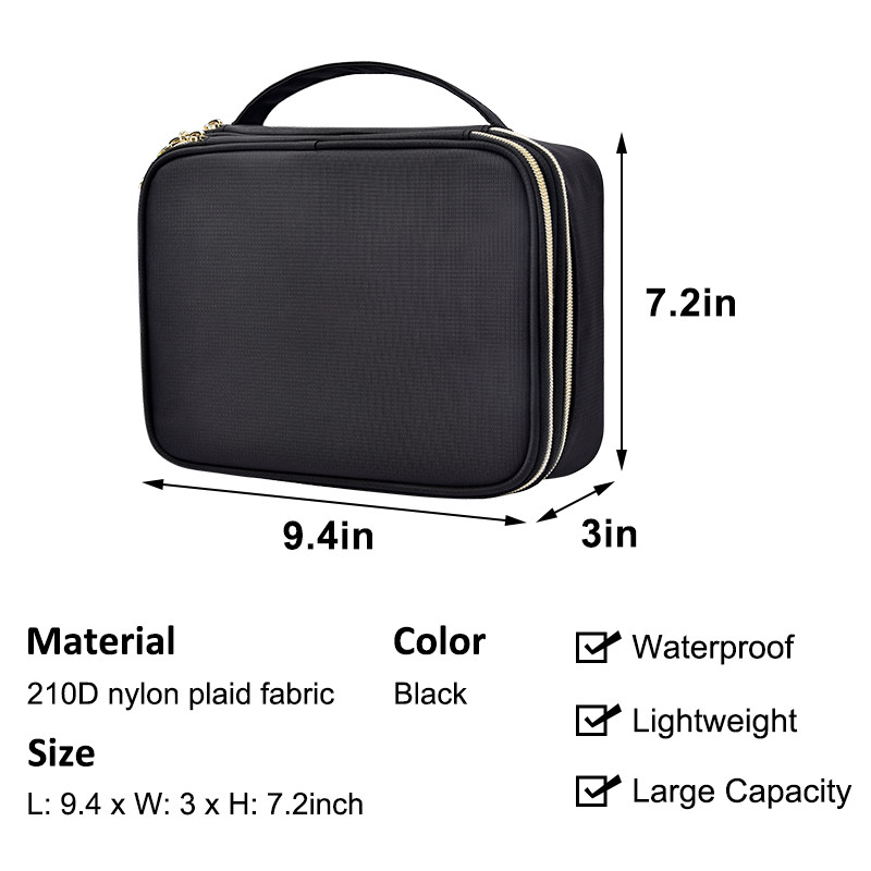 Große Schmuck-Speicher-Taschen-große Doppelschicht-Reise 210D Nylon-9.4x3x7.2“