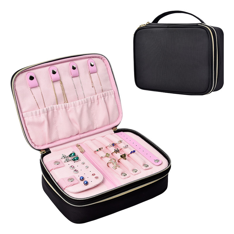 Große Schmuck-Speicher-Taschen-große Doppelschicht-Reise 210D Nylon-9.4x3x7.2“