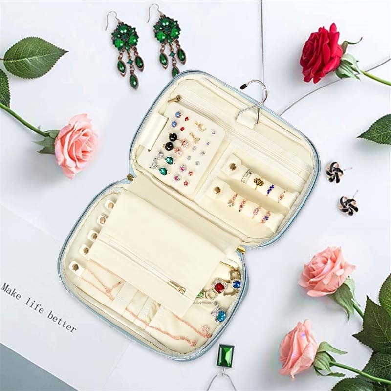 Kleiner Faux-lederner Reise-Schmuck-Kasten-Kasten-Organisator Travel Portable 10x6.4x2“