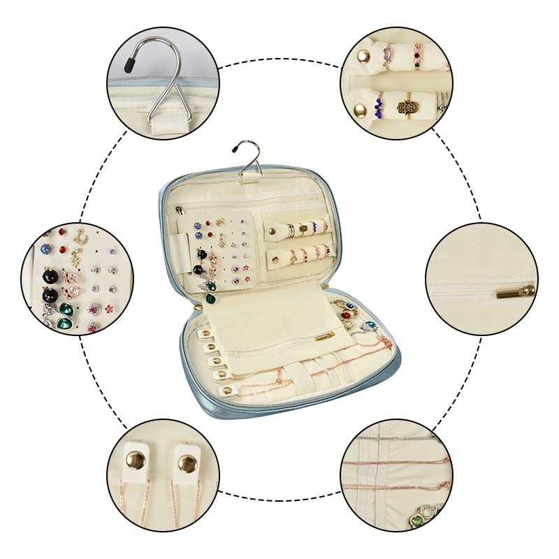Kleiner Faux-lederner Reise-Schmuck-Kasten-Kasten-Organisator Travel Portable 10x6.4x2“