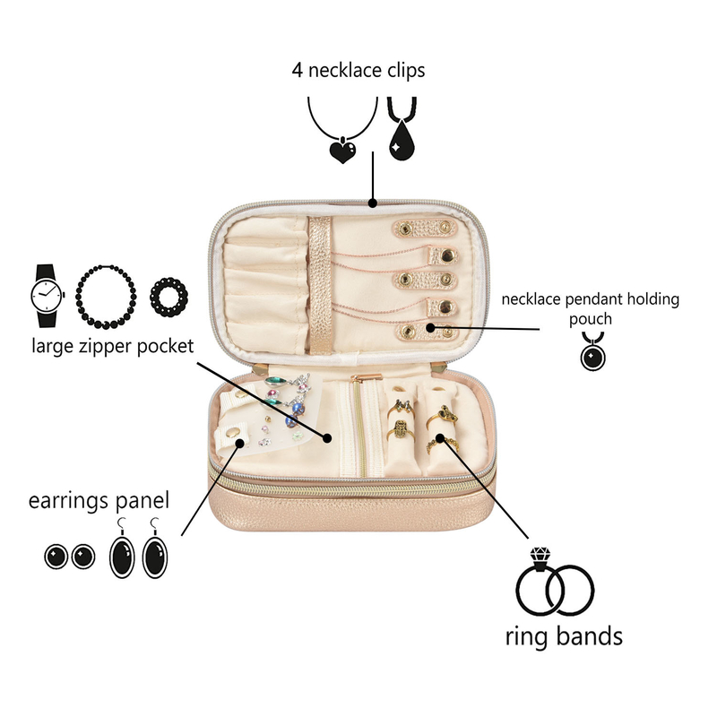 2 Schicht-Schmuck-Speicher-Taschen-Beutel-Organisator-Pouch Earring Travel-Fall 7x2.4x3.9“