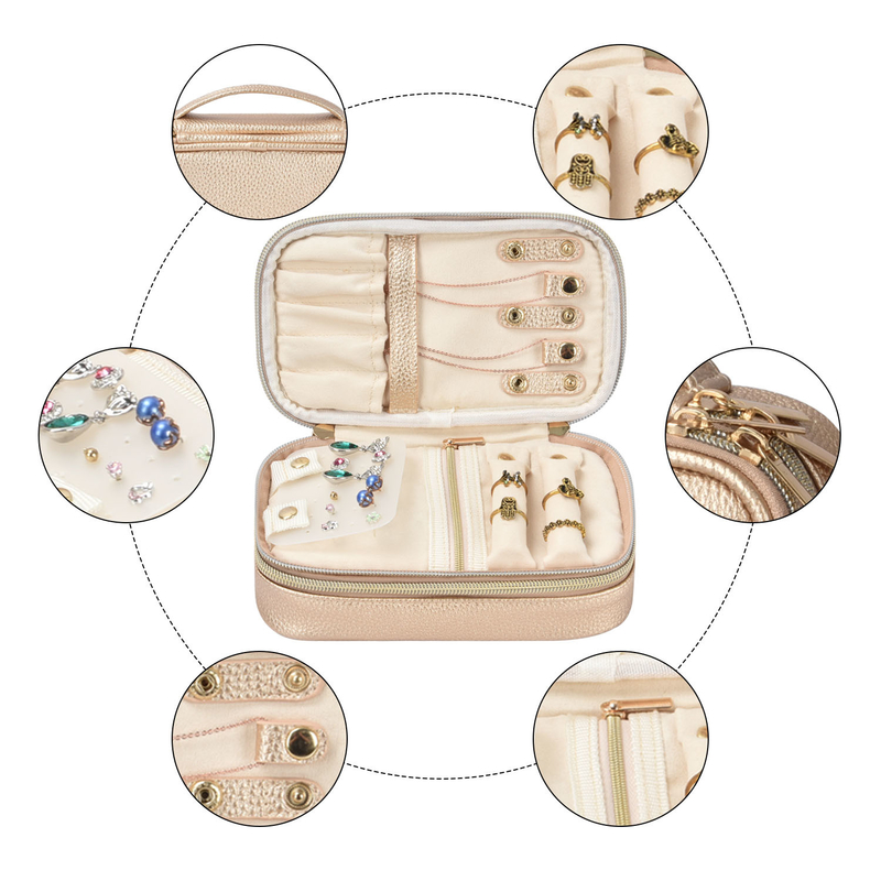 2 Schicht-Schmuck-Speicher-Taschen-Beutel-Organisator-Pouch Earring Travel-Fall 7x2.4x3.9“