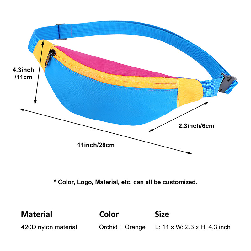 Nylon-Zoll Fanny Packs 420D 11X2.3X4.3 der Bügel-Riemen-Taillen-Taschen-Frauen