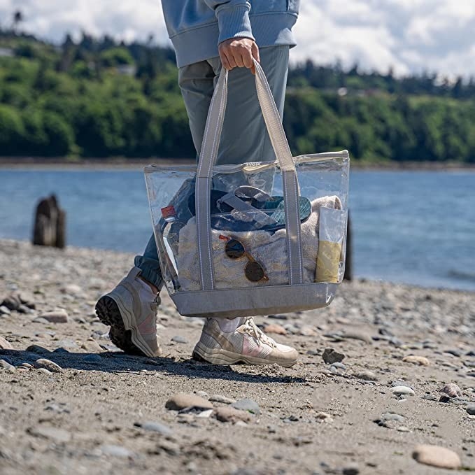 Klare freundliche Einkaufstasche-Fördermaschine Eco transparentes PVC Tote Bag Stadium Outdoor Beach 14x5x13“