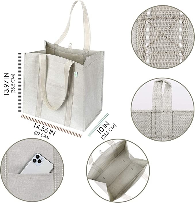 Hochleistungssegeltuch-Einkaufstasche mit Taschen machen Codycross-Lebensmittelgeschäft freundliches Eco Reißverschluss zu