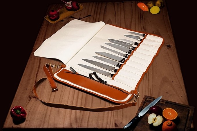 Taschen-Messer-Speicher-Taschen-strenger Vegetarier überziehen die Fördermaschine 17x7.5x1.5 der kleinen Chefs“ mit Leder