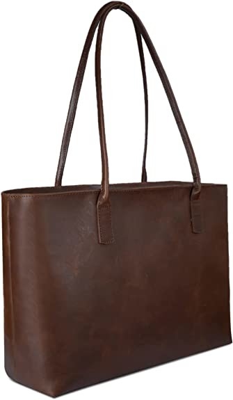 Lederner Laptop Tote Bag, Büro-Umhängetasche des Weinlese-tragbaren Computers der Arbeits-16x21