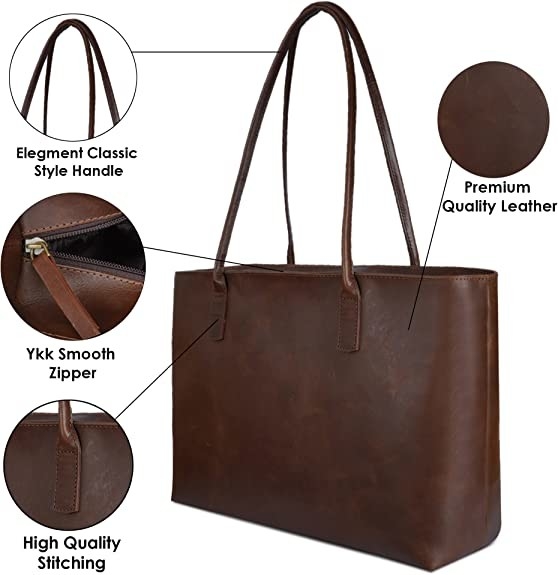 Lederner Laptop Tote Bag, Büro-Umhängetasche des Weinlese-tragbaren Computers der Arbeits-16x21