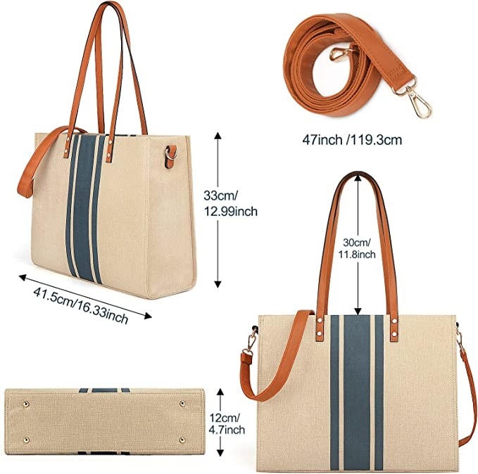 Segeltuch-Arbeits-Laptop-Tote Bag For Women Casual-Reise 16.33x4.7x12.99