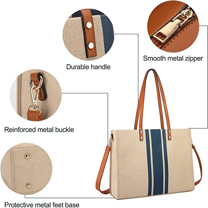 Segeltuch-Arbeits-Laptop-Tote Bag For Women Casual-Reise 16.33x4.7x12.99