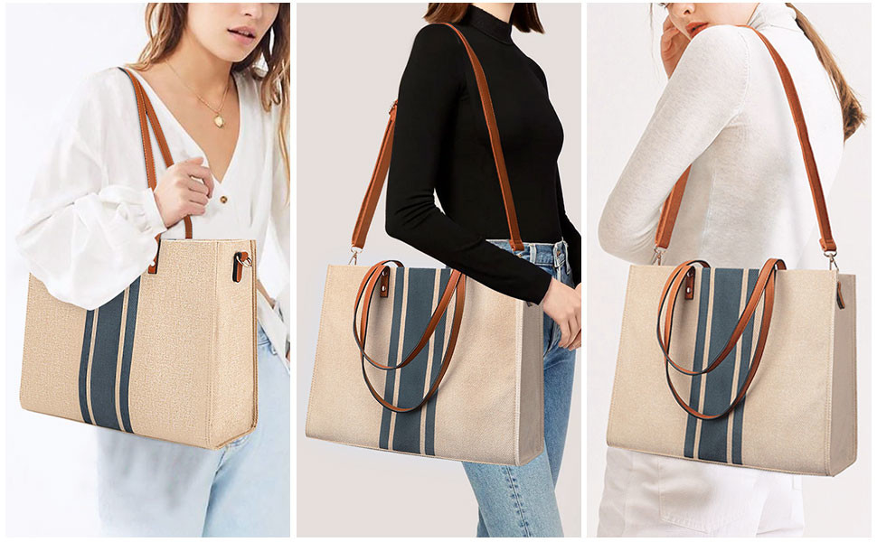 Segeltuch-Arbeits-Laptop-Tote Bag For Women Casual-Reise 16.33x4.7x12.99