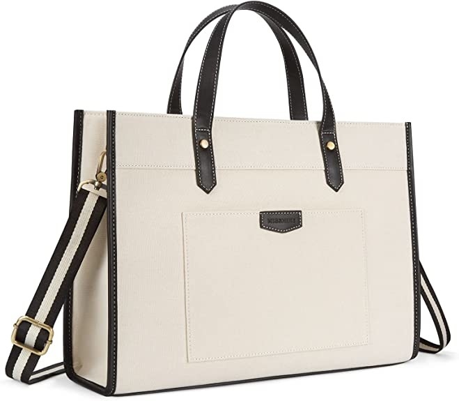 Laptop Tote Bag, Arbeits-Umhängetaschen des Segeltuch-16x11.7x5.1 für das Reise-Einkaufen