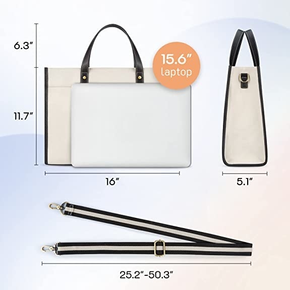 Laptop Tote Bag, Arbeits-Umhängetaschen des Segeltuch-16x11.7x5.1 für das Reise-Einkaufen