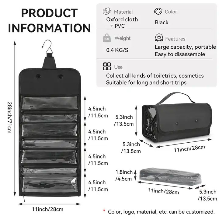 Elegante PVC-Hängende Waschtasche 28*13,5*13,5cm Für Männer Toilettentechnik