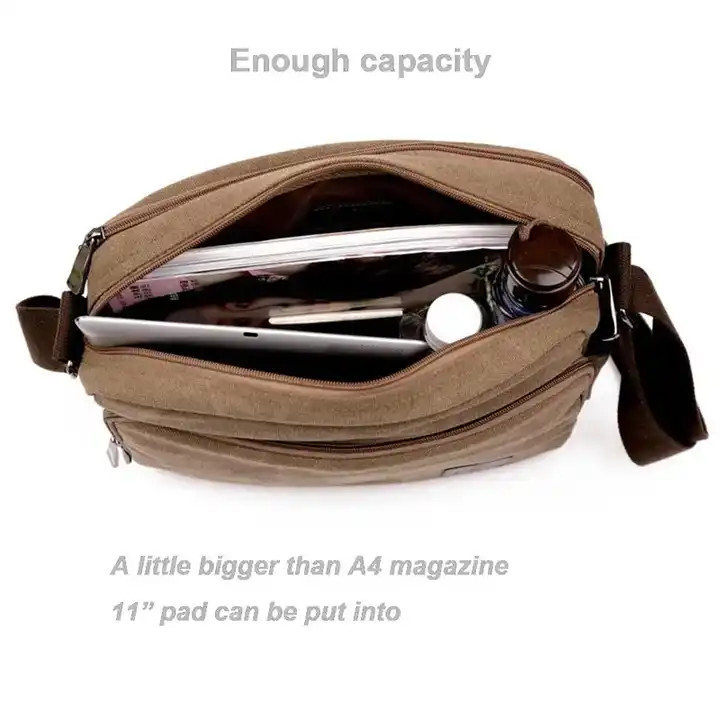 Tragbare Leinwand Offset Druck Crossbody Messenger Tasche Frauen 13,8 X 4 X 10,8 Zoll
