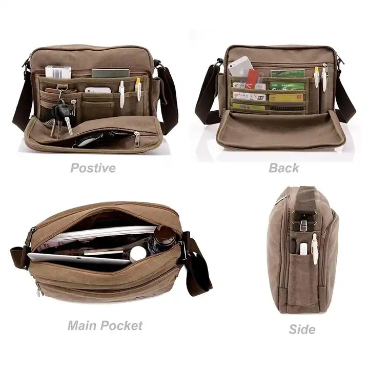 Tragbare Leinwand Offset Druck Crossbody Messenger Tasche Frauen 13,8 X 4 X 10,8 Zoll