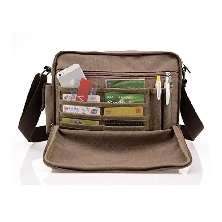 Tragbare Leinwand Offset Druck Crossbody Messenger Tasche Frauen 13,8 X 4 X 10,8 Zoll