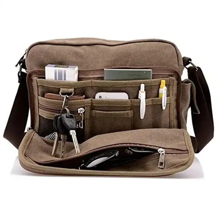 Tragbare Leinwand Offset Druck Crossbody Messenger Tasche Frauen 13,8 X 4 X 10,8 Zoll
