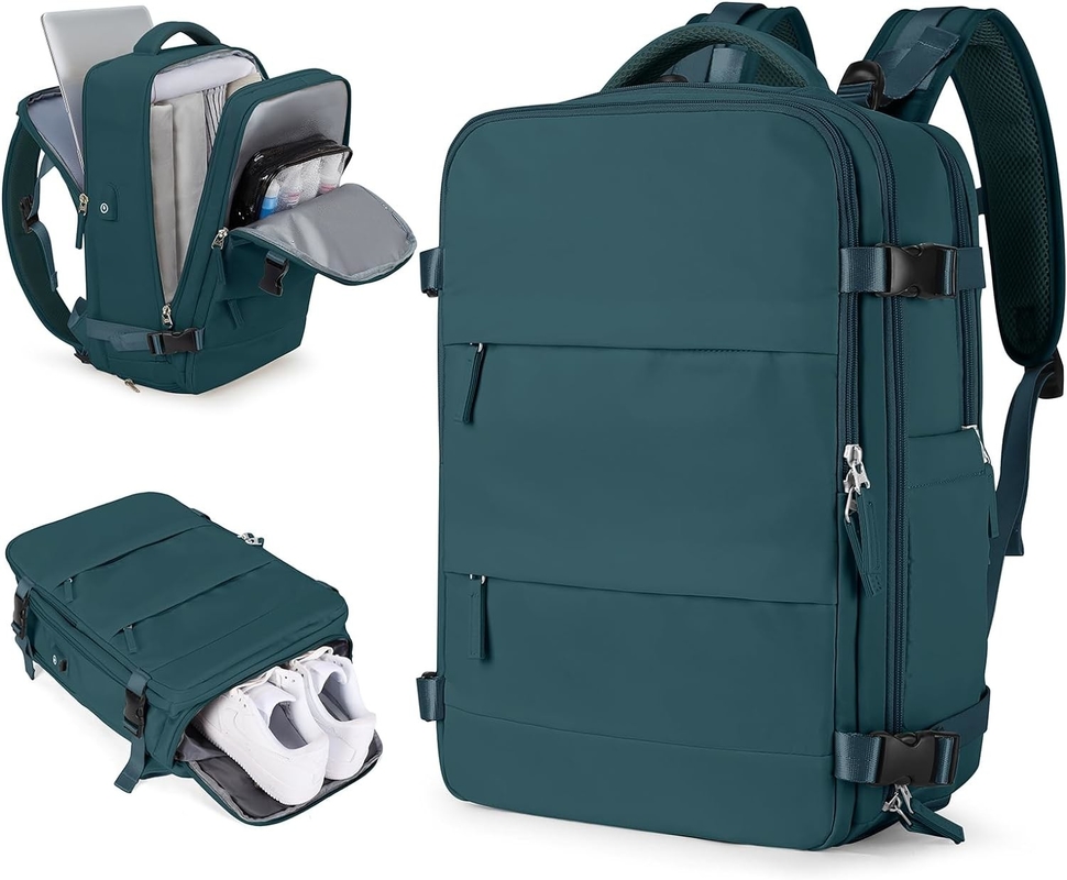 Wasserdichte Fluggesellschaft zugelassen Tragen Sie einen Laptop Hochschule Wandern Reisen Rucksack mit Schuhfach für Frauen Männer