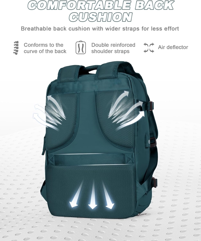 Wasserdichte Fluggesellschaft zugelassen Tragen Sie einen Laptop Hochschule Wandern Reisen Rucksack mit Schuhfach für Frauen Männer