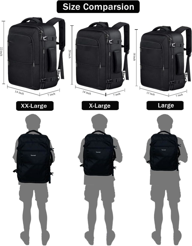 Schwarz 40L Erweiterbare Handgepäcktasche Fluggenehmigte Outdoor-Tasche