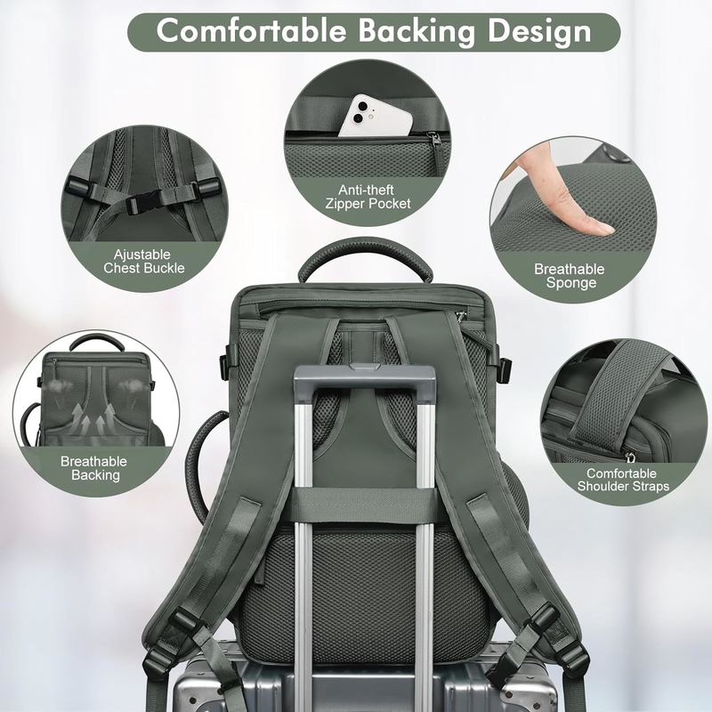 Casual Carry On Luggage Bag Olive Green Duffel Reisetasche mit USB-Ladeanschluss
