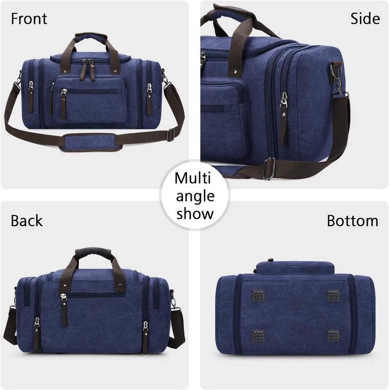 Dauerhafte Leinwand Blaue Wochenender-Nachtbeutel Sport Fitnessstudio Yoga Messenger-Tasche mit Griff