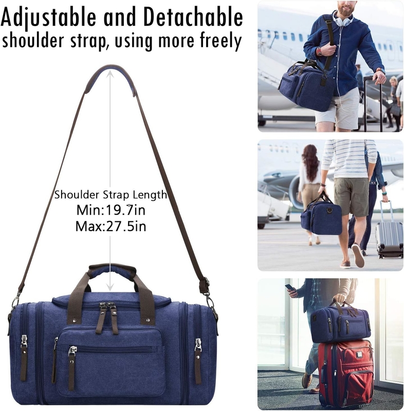Dauerhafte Leinwand Blaue Wochenender-Nachtbeutel Sport Fitnessstudio Yoga Messenger-Tasche mit Griff