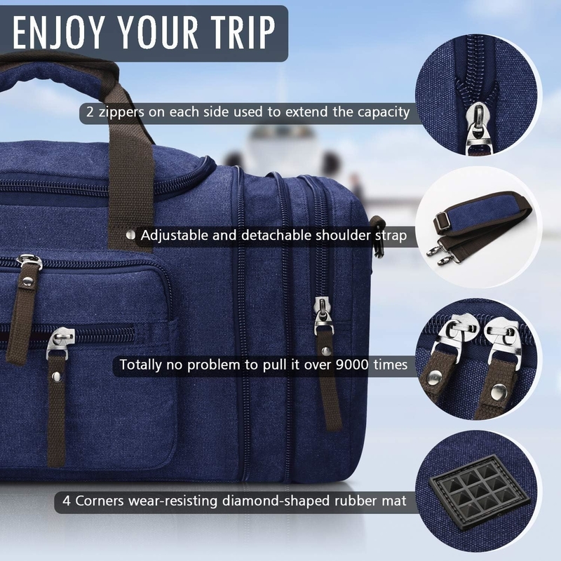 Dauerhafte Leinwand Blaue Wochenender-Nachtbeutel Sport Fitnessstudio Yoga Messenger-Tasche mit Griff