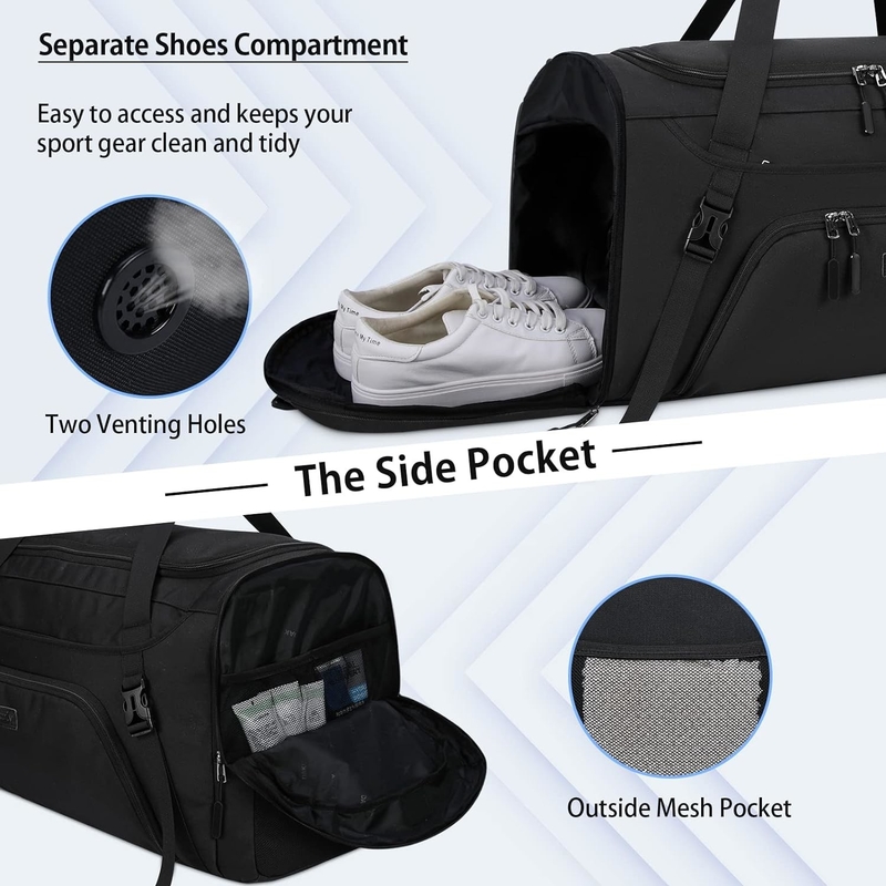 Großes Wochenende Übernachtung Wasserdicht hochwertiges Duffle Fitnessstudio Sport Toilettenartikel Reisetasche mit Schuhfach