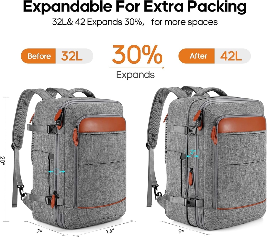 42L Gepäck für den Flug zugelassen Erweiterbare versteckte Schultergurte Wochenend-Reisetasche mit Packing Würfeln