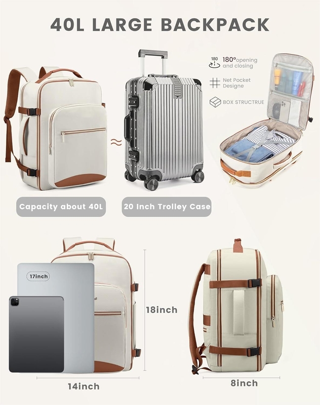 Fluggenehmigt, perfekt für College-Wanderungen, Übernachtungsreisetasche mit 17,3 Zoll Laptop-Abteil.