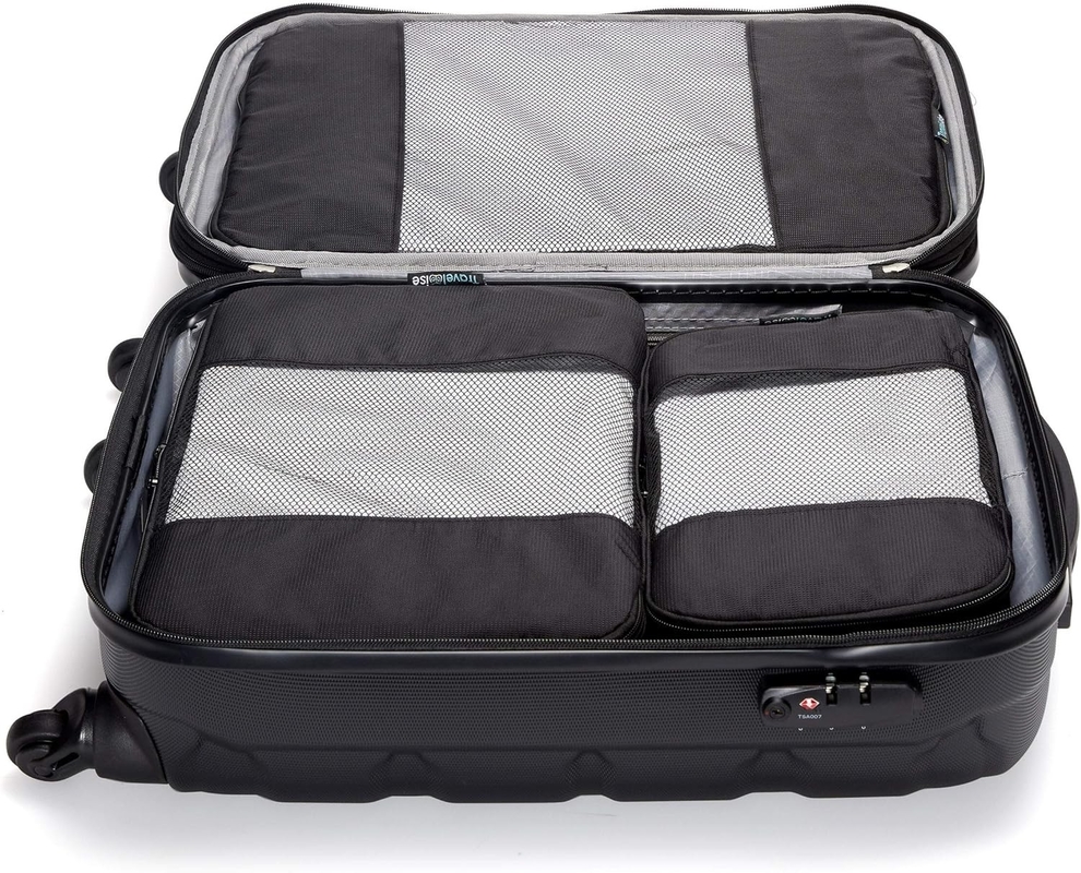 Schwarze große Kapazität Gepäckverpackung Organisation Würfel 5 Pack Reisetasche mit Mesh