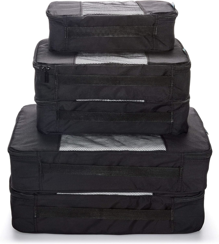 Schwarze große Kapazität Gepäckverpackung Organisation Würfel 5 Pack Reisetasche mit Mesh