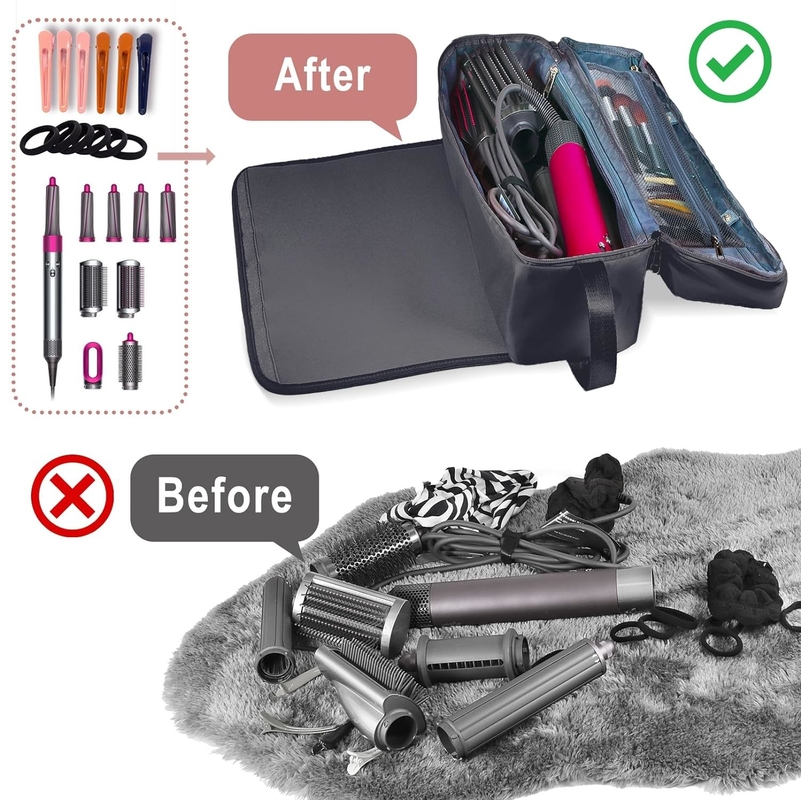 2 in 1 Reisetasche für Haare mit hitzebeständiger Matte für flache Bügeleisen Geradehalter, Lockenbügel und Haarpflegezubehör