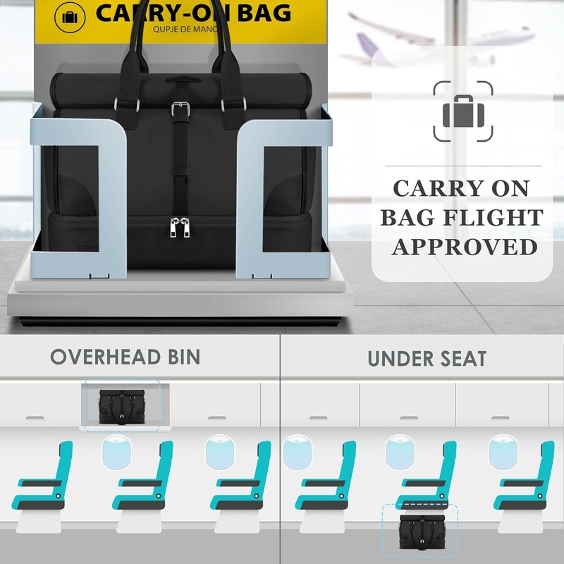 Schwarze Leinwand Mitnehmen Erweiterbare Wochenendflugzeuge Toilettenartikel Reisetasche mit Schuhfach und USB-Ladestation