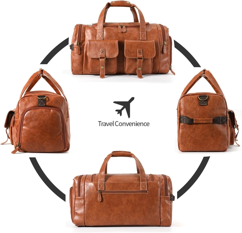 Große braune PU-Leder Tasche mit Schuhbeutel