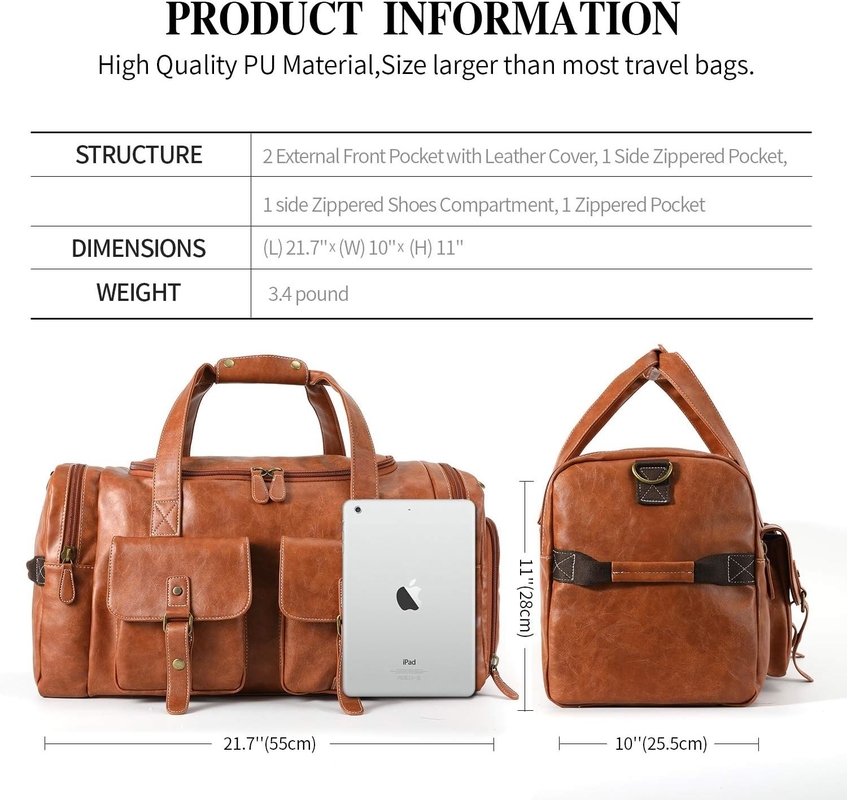 Große braune PU-Leder Tasche mit Schuhbeutel