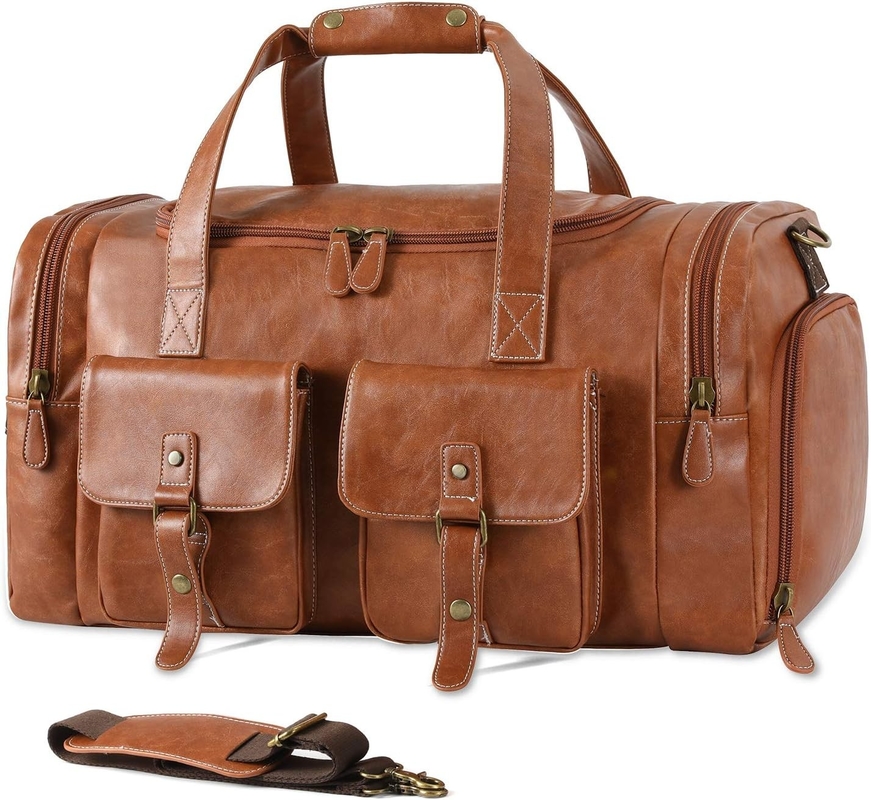 Große braune PU-Leder Tasche mit Schuhbeutel