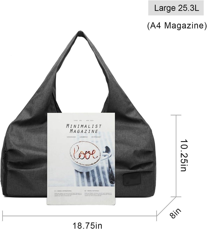 Polyester Schwarz Yoga Gym Sport Duffel Reisetasche mit nassen Trockenlager Taschen