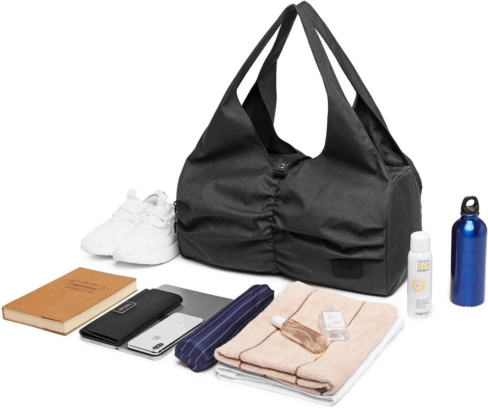 Polyester Schwarz Yoga Gym Sport Duffel Reisetasche mit nassen Trockenlager Taschen
