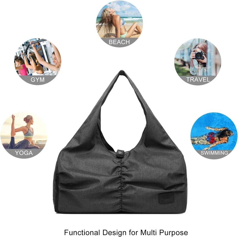 Polyester Schwarz Yoga Gym Sport Duffel Reisetasche mit nassen Trockenlager Taschen