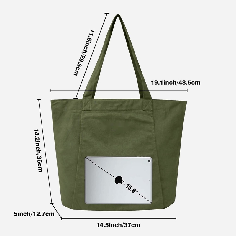 Große, langlebige, grüne Baumwollfarbene Sporttasche mit Schuhfach Tasche
