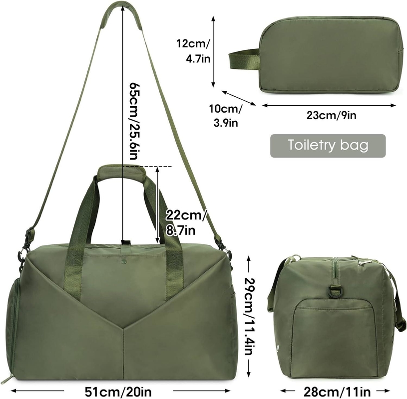 Grüne tragbare Übernachtungs-Weekend-Tasche Gymnastik-Duffel-Tasche mit nassen Taschen-Schuhe Abteil