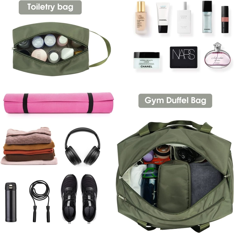 Grüne tragbare Übernachtungs-Weekend-Tasche Gymnastik-Duffel-Tasche mit nassen Taschen-Schuhe Abteil