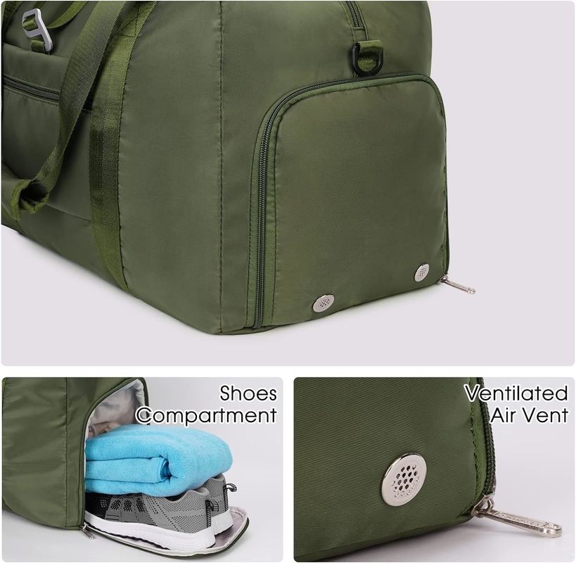 Grüne tragbare Übernachtungs-Weekend-Tasche Gymnastik-Duffel-Tasche mit nassen Taschen-Schuhe Abteil